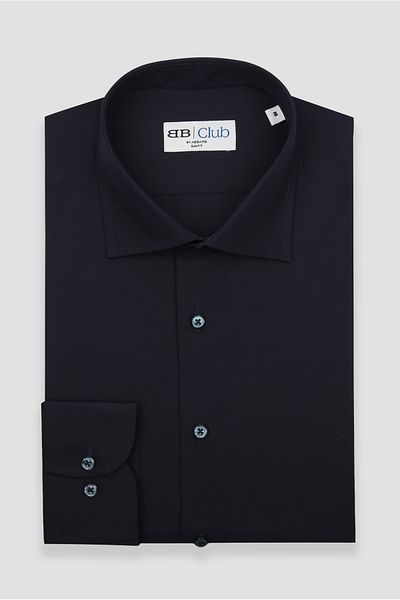 Abbate Donatello Denim Cotton Sports Comfort Fit Dark Navy Patterned Classic Collar Men's Shirt