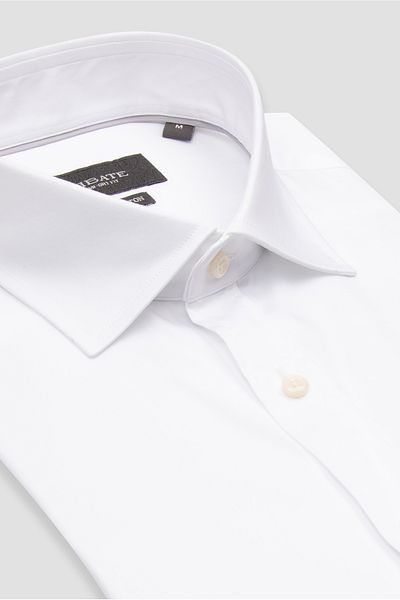 Abbate Leonardo Satin Cotton Comfort Fit White Classic Collar Men's Shirt