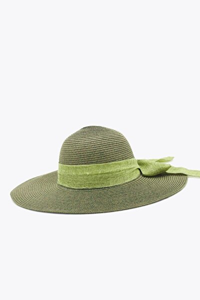 Külah Pălărie de damă din paie kaki - cu boruri largi