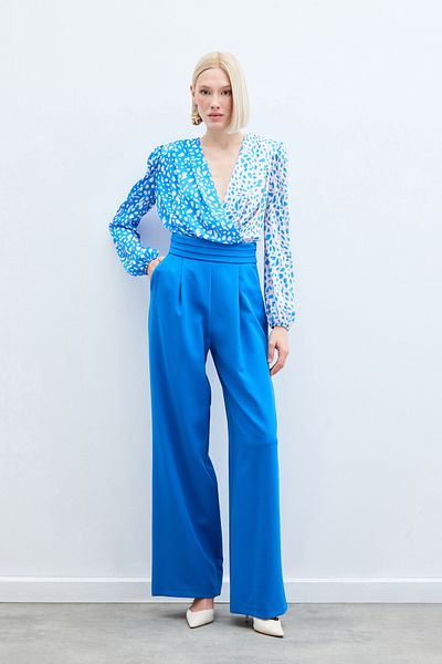 Sateen Indigo Pocket Waist Detailed Trousers