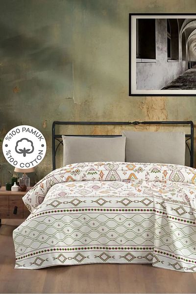 SUVAY 100% Cotton Double Bedspread Printed Pique - Janset