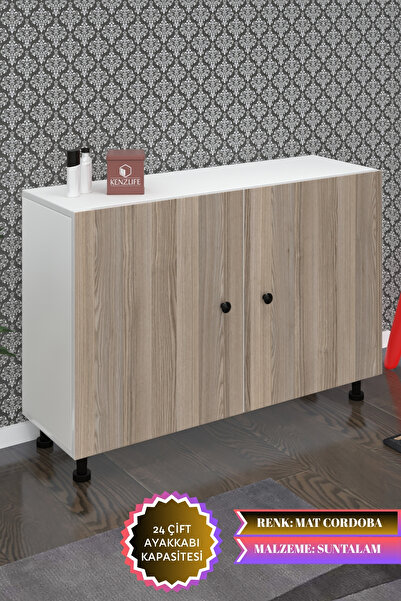 Kenzlife Ayakkabılık Yemeni4 Crdbyz 68*120*32 Kapaklı 4 Raflı 24 Çift Ayakkab...