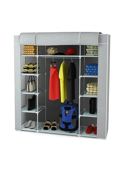 senmasy Double Side Shelf Cloth Wardrobe Gray 160X45X130 cm