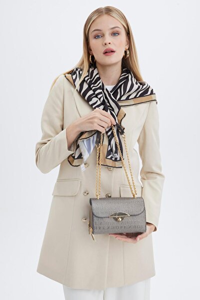 Zühre Monogram Patterned Anthracite Bag with Chain Strap ZH0032