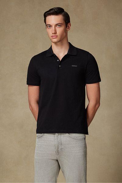 Abbate Cotton Relaxed Fit Comfort Fit Black Short Sleeve Plain Basic Polo Neck Casual Sports T-Shirt T-Shirt