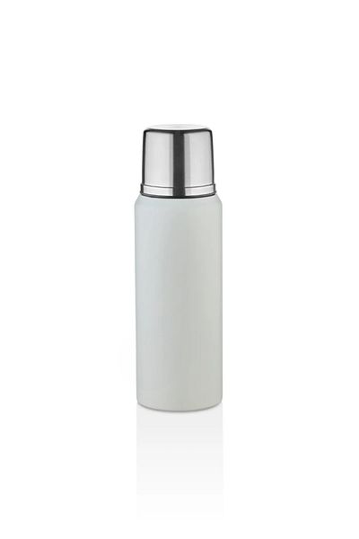 Elista 1 Liter Double Layer Steel Thermos - 24 Hours Hot, 48 Hours Cold, (Camping, Picnic, Office, Travel) White