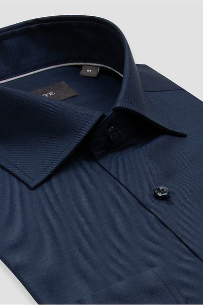 Abbate Fabio Non-Iron Twill Cotton Comfort Fit Navy Blue Classic Collar Men's Shirt