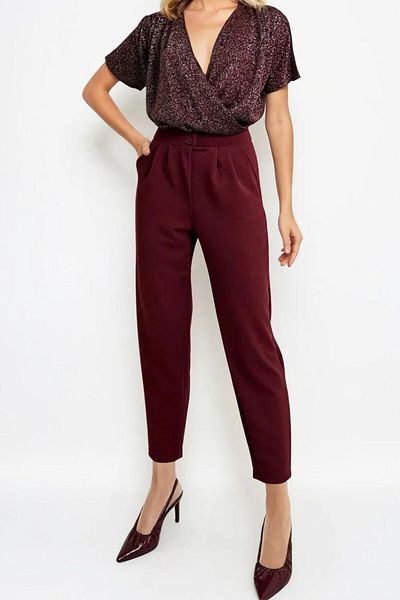 THIFF GYMWEAR Double Buttoned Carrot Model Ankle Length Women's Fabric Pants