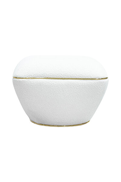 Zem Lulu Coco Kumaş Bohem Puf, Beyaz