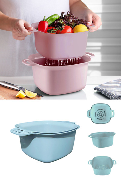 12den Badyalı Çok Amaçlı Süzgeç, Kulplu Makarna Meyve Sebze Süzgeci Ve Karışt...