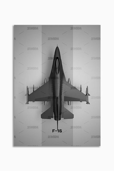 21mxm Frameless Wall Poster, Fighter Jet Top View, Aviation Art, Canvas, 2025 Aviation Collection