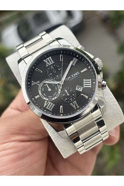 Tom Jones Men's Wristwatch with Steel Calendar 3 Atm Waterproof 2 Years Warranty Tjsj9It
