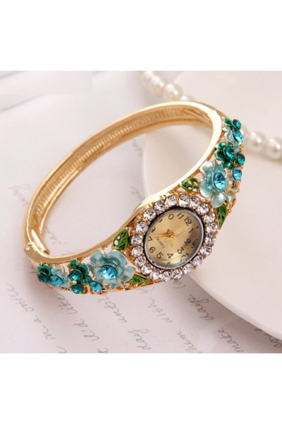 OEM Women's watch Green Leaf bracelet 18K gold plated