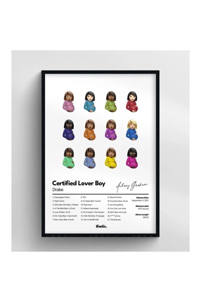 Thetic Drake Certıfıed Lover Boy Albüm Koleksiyonu PREMIUM Spotify Poster