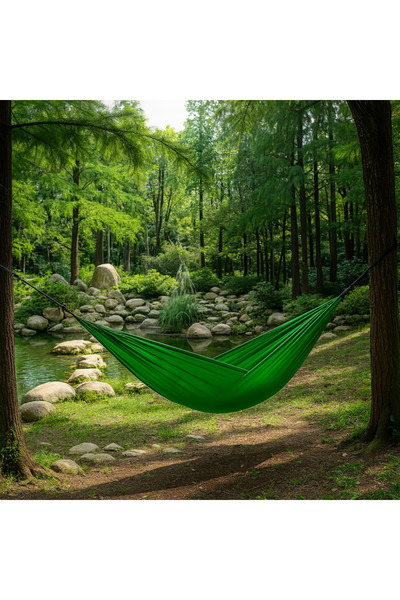 BEYLİNİ Paraşüt Hamak 140kg Kapasite Su Geçirmez Taşınabilir Çantalı Çift Halatlı Dayanıklı Hamak 240cm