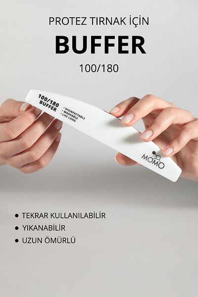 MOMO professional مبرد أظافر 100/180 أبيض نصف قمر