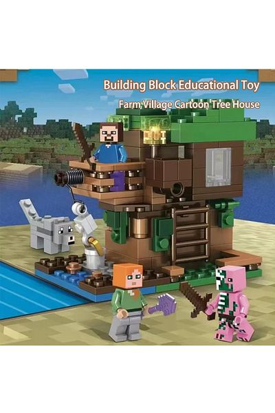 Choice With Figures NO BOX Cartoon Tree House Farm Village Building Block Educational Toy For Kids Gift