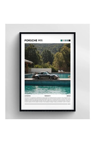 PORSCHE 911 (Gri Havuz) - PREMIUM Çerçeveli Tablo