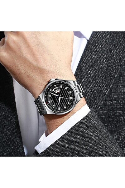 İSTLİV Özel Kutusunda Unisex Takvimli Metal Kordon Analog Kol Saati