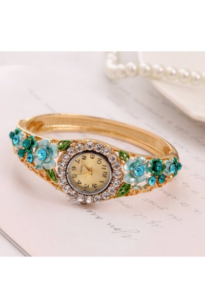 OEM Women's watch Green Leaf bracelet 18K gold plated