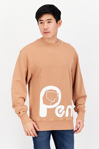 Penfield سويت شيرت رجالي مطبوع بأكمام طويلة وياقة دائرية، لون بطيخ