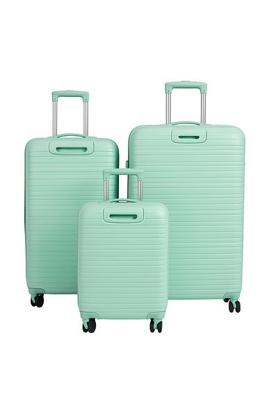 Generic W.o.k-3 Piece Luggage Set–20", 24", 28" Hard Shell Trolleys With Spinner Wheels & Number Lock(GREEN)