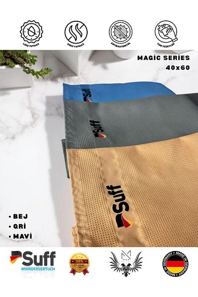 Suff Magic Microfiber Cloth for Glass and All Surfaces 3 Pack 40X60 Magic Series