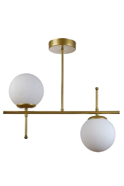 Modavize Feris Modern Design - 2-Piece Chandelier with White Glass for Living Room, Kitchen, Bedroom