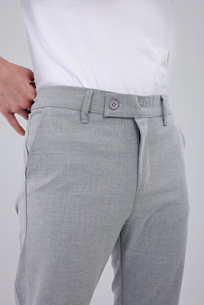 Dr Dnm Remix Erkek Gri Kaliteli Esnek Likralı Bilek Boy Rahat Kesim Slim Fit Kumaş Pantolon