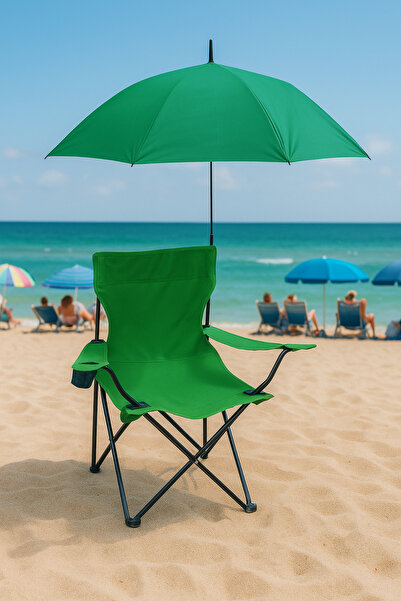 homenter Şemsiyeli Katlanabilir Kamp Sandalyesi – Taşınabilir Gölgelikli Kamp, Plaj Koltuğu