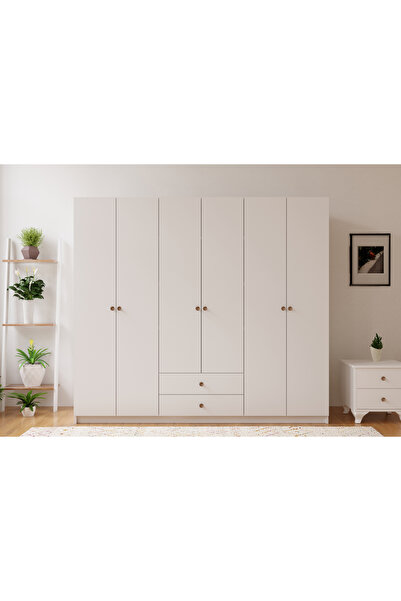 Rabi Ecem 6 Kapaklı 2 Çekmeceli Gardırop