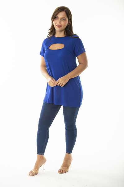 Şans Women's Large Size Sax Chest Detailed Blouse 65N36925