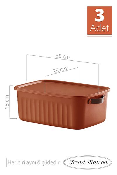 Trend Maison Multi-Purpose Organizer, Box with Lid, Decorative Storage Box, Bathroom Kitchen Organizer Tile 3-Piece