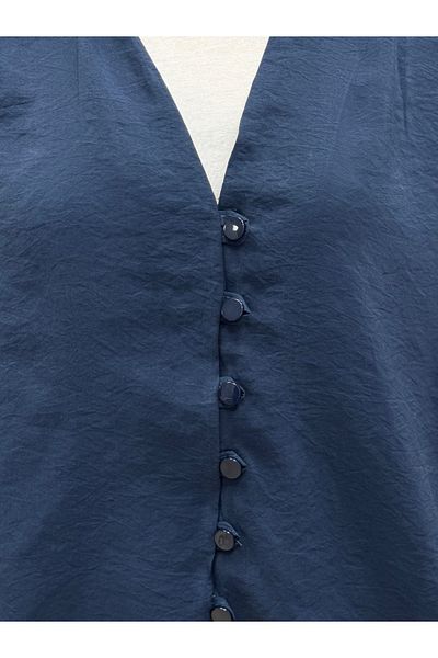 MİHRA STORE Zaryla V Neck Buttoned Pes Modal Shirt-Nl361 Navy Blue