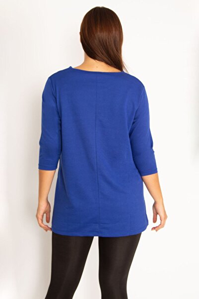 Şans Жіночий світшот плюс розмір Saks орнамент на блискавці 65n34599