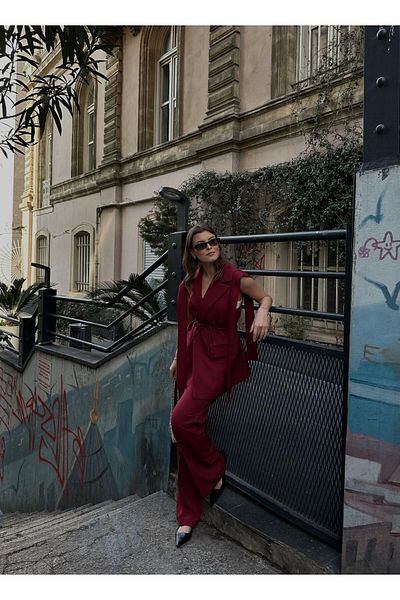 gmbutikk Belted Blazer Vest and Trousers Two Piece Set