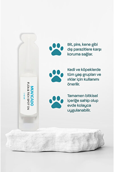muvicado Kedi Köpek Herbal Worm Stop Bitkisel Tablet 250 mg+ Anti Spot On Bitkisel Damla 1 ml Bit Pire Kene