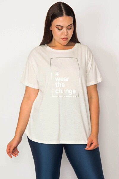 Şans Γυναικεία Μπλούζα με στάμπα Bone Lacquer Plus Size 65n30512