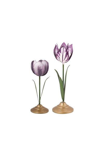 Pip Studio Set of 2 Holders, Metal, Tulips 21 and 26 Cm, Lilac, Others Collection