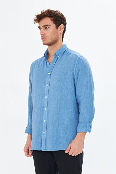 Whitefin Men's Linen Shirt Indigo
