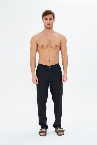 Whitefin Black Linen Men's Trousers