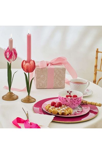Pip Studio Set of 2 Holders, Metal, Tulips 21 and 26 Cm, Pink, Others Collection