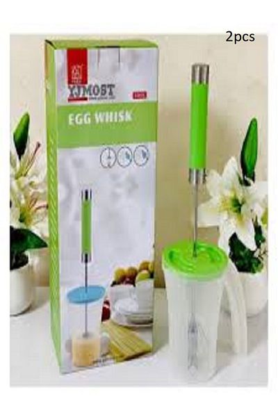 Generic 2-piece local - hand-held rotating egg beater with whisk tray