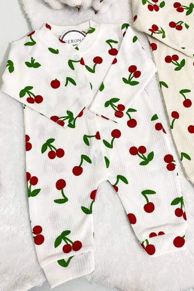 VERONA TARZ Floral Patterned 2-Piece Jumpsuit Set for 1-3-6 Months Baby Girl