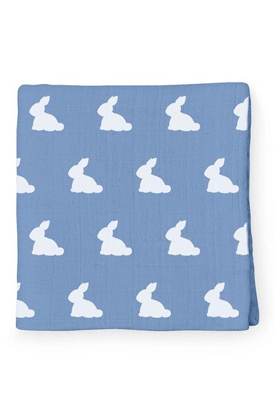 DEUX LAPINS Mono Lapin Royal Blue Muslin Baby Cover 100X100Cm