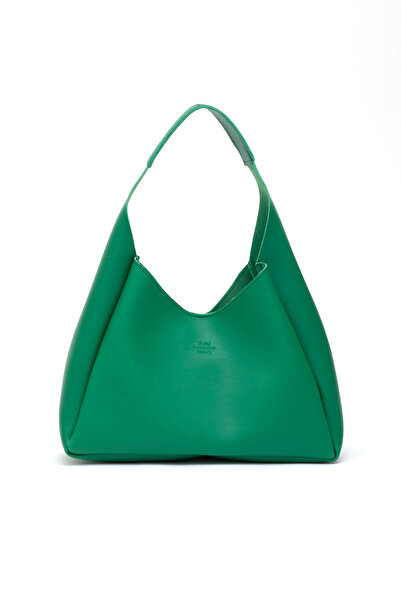 SHAKA Grass Green Shk19 Faux Leather, Snap Closure, Single Compartment, Zippered Makeup Bag, Hand, Arm, and Shoulder Bag