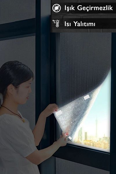 KAŞIKBEY Plain Silver Gray Light Heat Proof Sunshade Curtain Stain Resistant Blackout Sun Curtain