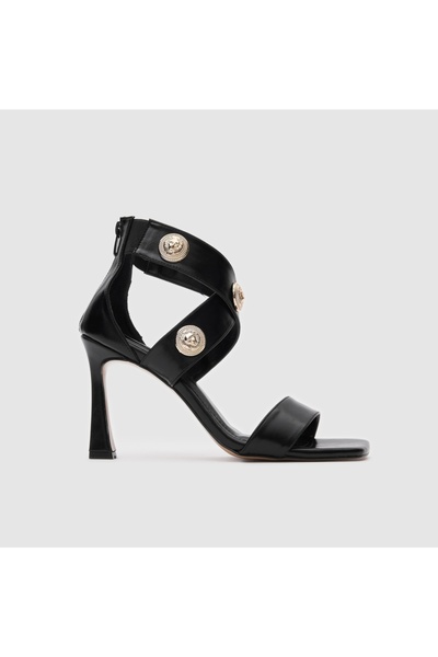 TOGO Siyah Vegan Deri Kadın Topuklu Ayakkabı [060230]