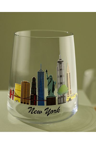 Madame Coco New York City Set of 2 Water Glasses - Transparent