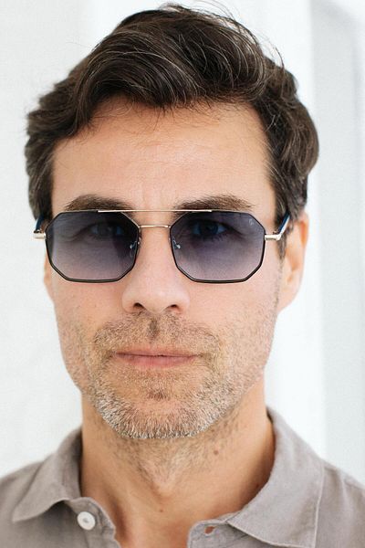 Bilge Karga Viva Silver Black Blue Gradient Mens Sunglasses